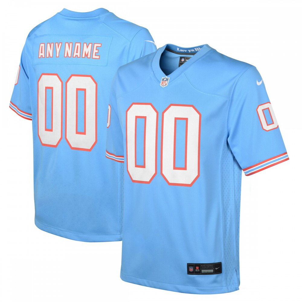 Tennessee Titans Nike Youth Oilers Throwback Custom Game Jersey - Light Blue-GridironStore
